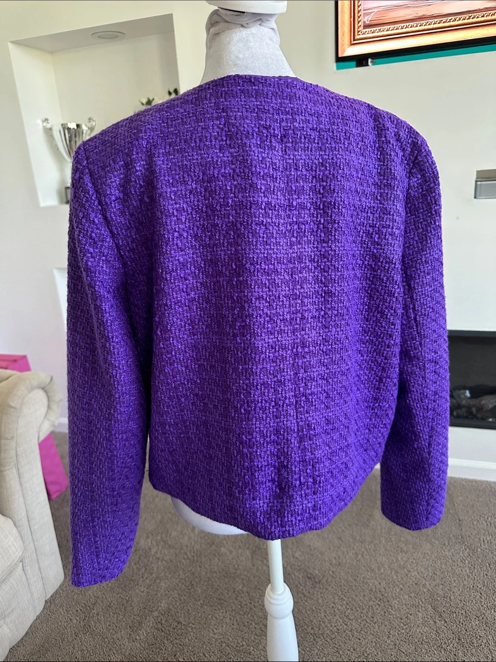 Ann Taylor Purple Tweed Boxy Blazer